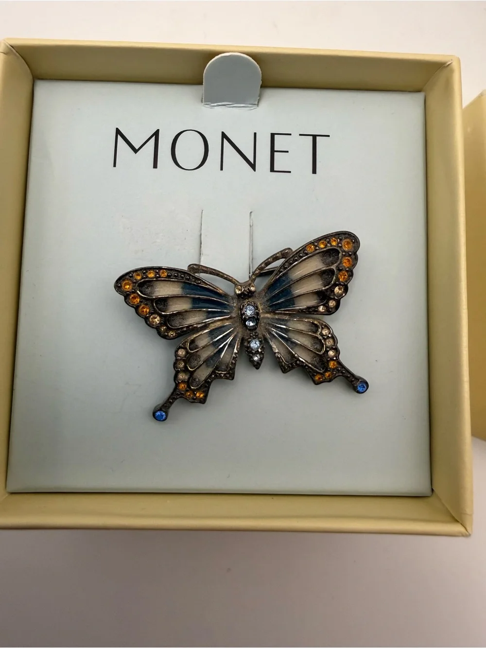 Monet Butterfly Brooch in Brown and Gold Tones